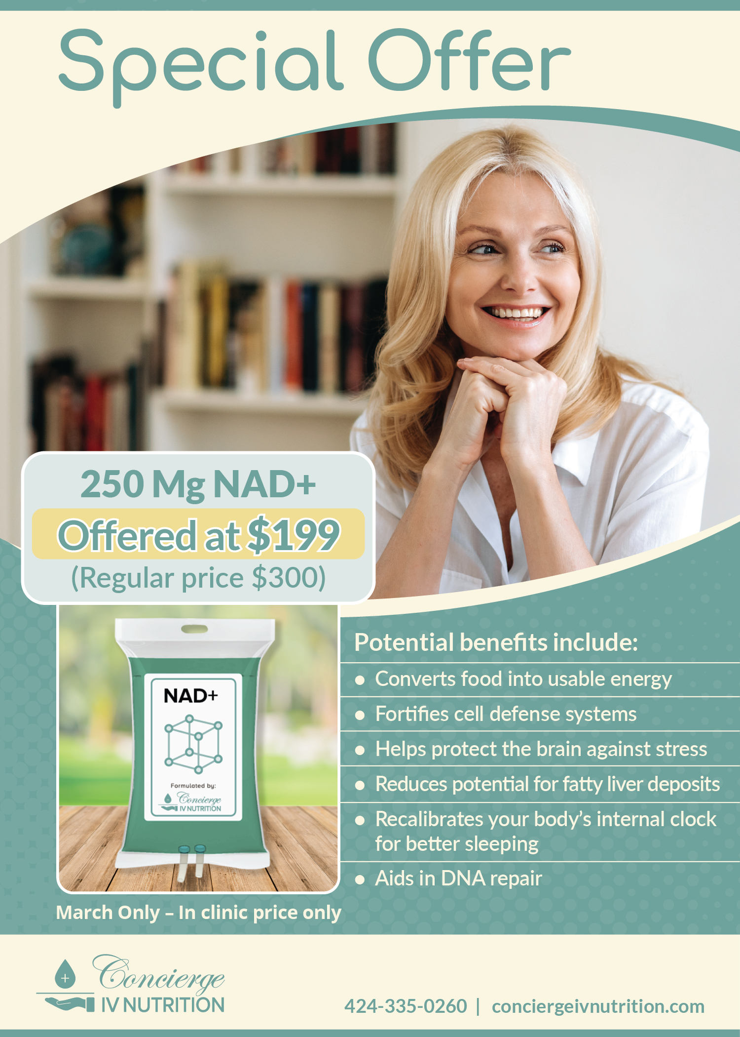 NAD+ IV Special for March 2022 Concierge IV Nutrition